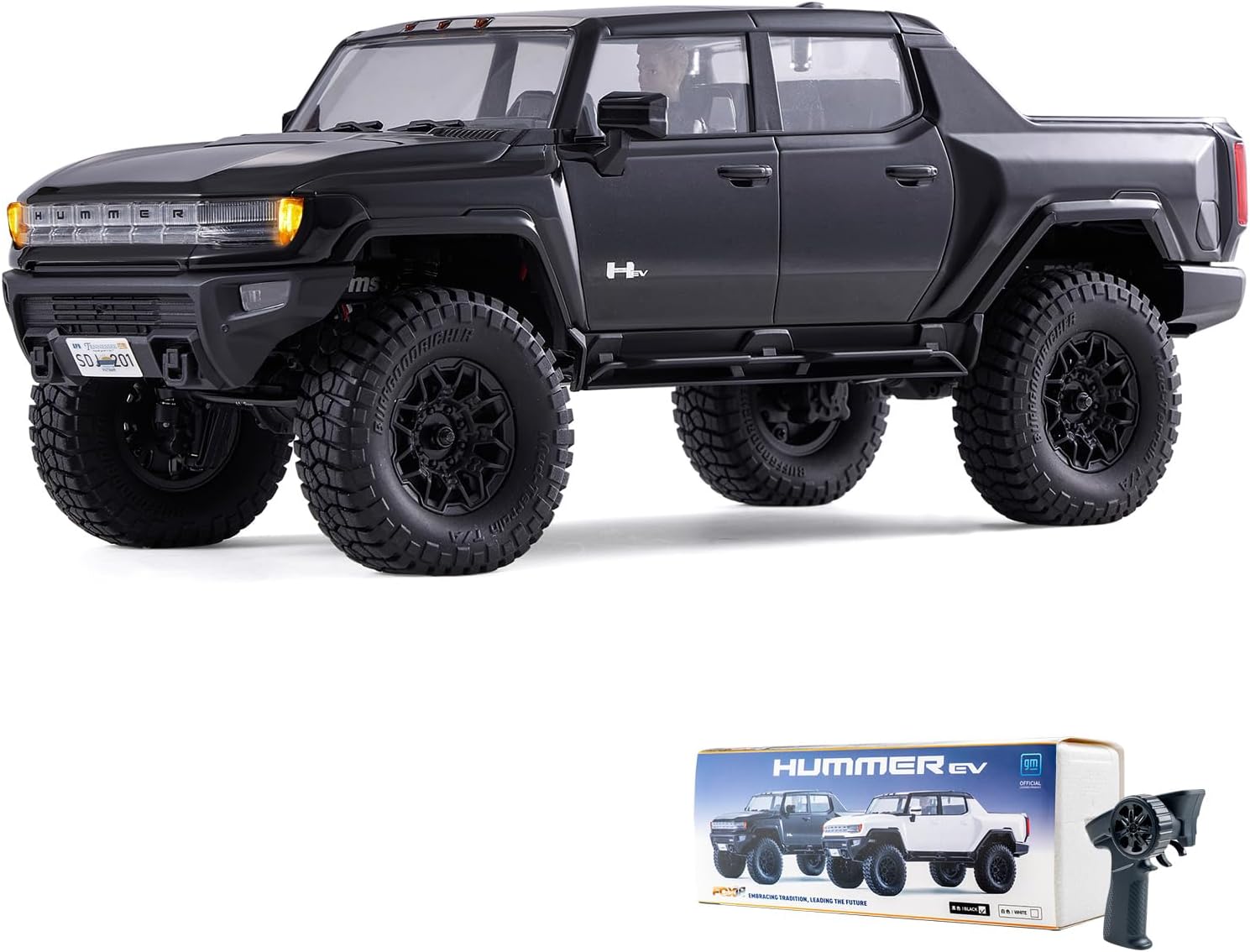 FCX18 FMS 1/18 Hummer EV RC Crawler - Officially Licensed General Motors India (Black)