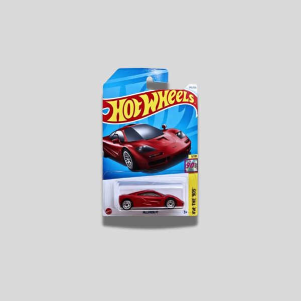 Hot Wheels 2024 McLaren F1 – HW: The '90s 9/10 – Mainline Q Case – International Card 243/250 – 1:64 Scale (Red)