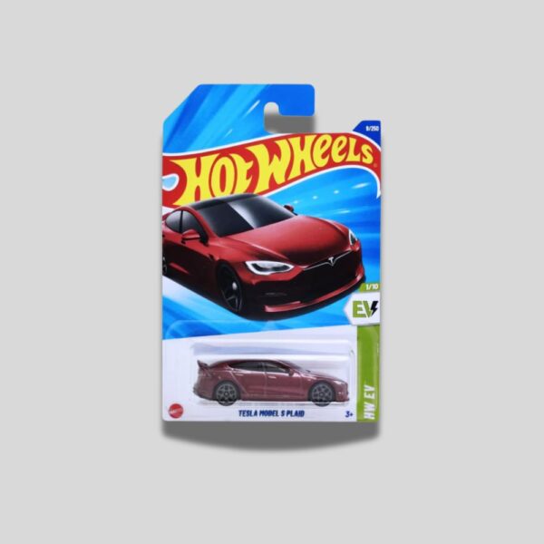 Hot Wheels Tesla Model S Plaid – HW Green Speed / HW EV 9/250 – 2024 Mainline – 1:64 Scale Die-Cast